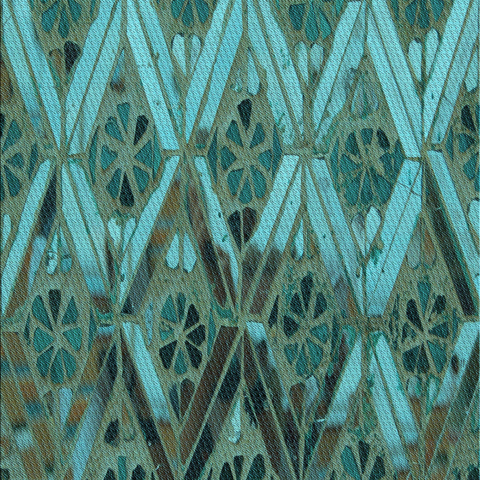 Machine Washable Transitional Deep-Sea Green Rug, wshpat2333lblu