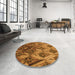Round Patterned Saddle Brown Rug in a Office, pat2333org