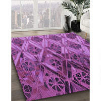 Patterned Dark Magenta Purple Rug, pat2333pur