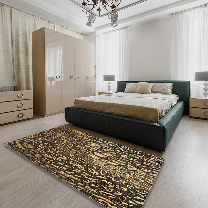 Patterned Bronze Brown Rug in a Bedroom, pat2334brn