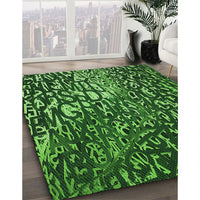 Patterned Deep Emerald Green Rug, pat2334grn