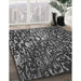 Patterned Charcoal Black Rug in Family Room, pat2334gry