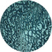 Square Patterned Deep Teal Green Rug, pat2334lblu