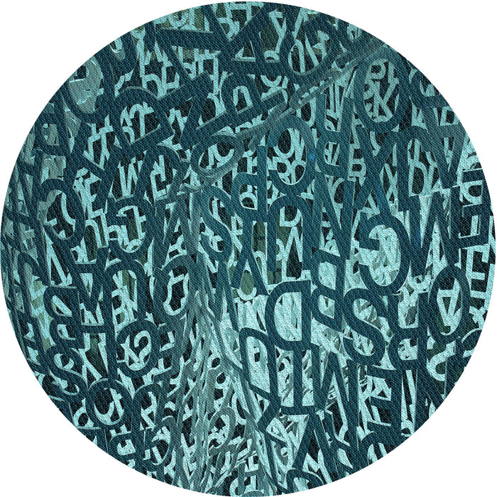 Square Machine Washable Transitional Deep Teal Green Rug in a Living Room, wshpat2334lblu