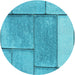 Square Machine Washable Transitional Dark Turquoise Green Rug in a Living Room, wshpat2335lblu