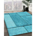 Patterned Dark Turquoise Green Rug in Family Room, pat2335lblu