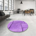 Round Patterned Violet Purple Rug in a Office, pat2335pur