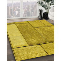 Patterned Dark Golden Brown Rug, pat2335yw