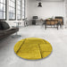 Round Patterned Dark Golden Brown Rug in a Office, pat2335yw