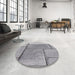 Round Patterned Gray Novelty Rug in a Office, pat2335