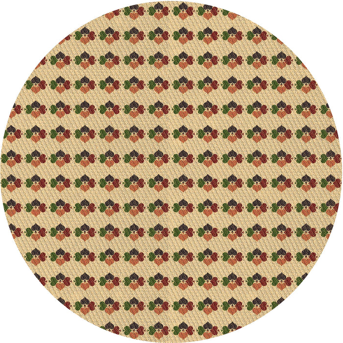 Round Machine Washable Transitional Light Brown Rug, wshpat2337brn