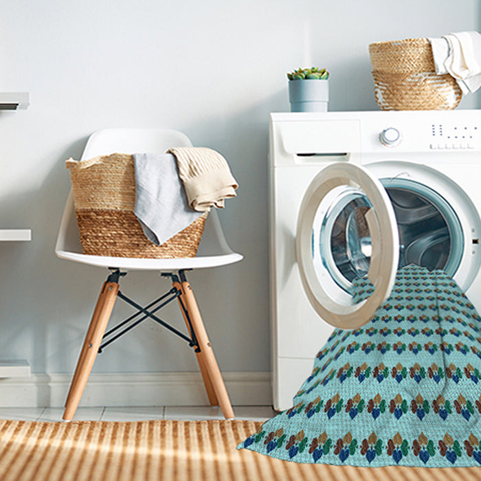 Machine Washable Transitional Green Rug in a Washing Machine, wshpat2337lblu