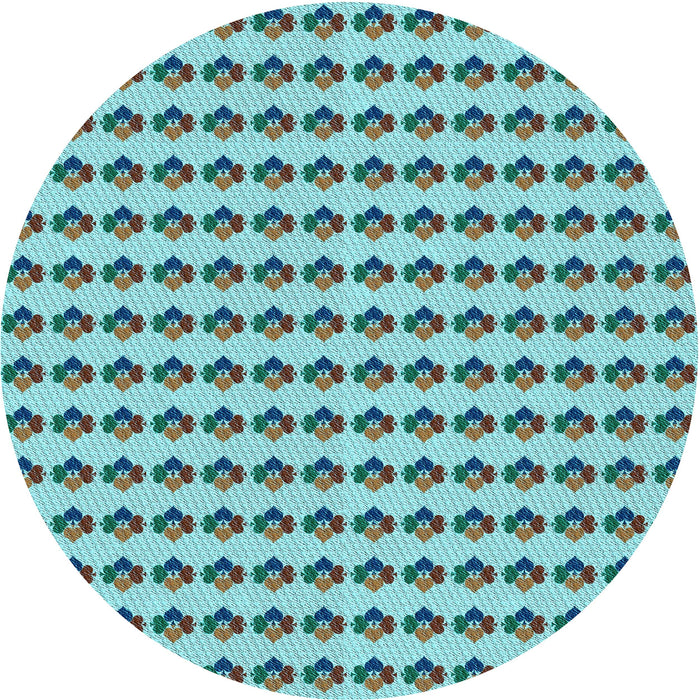 Square Patterned Green Rug, pat2337lblu