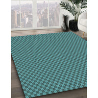 Patterned Deep-Sea Green Rug, pat2338lblu