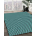 Patterned Deep-Sea Green Rug in Family Room, pat2338lblu