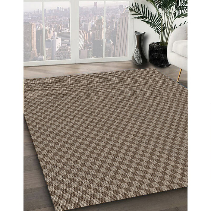 Patterned Dark Brown Novelty Rug in Family Room, pat2338