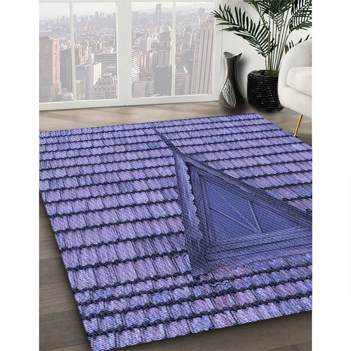 Patterned Purple Mimosa Purple Rug in Family Room, pat234blu