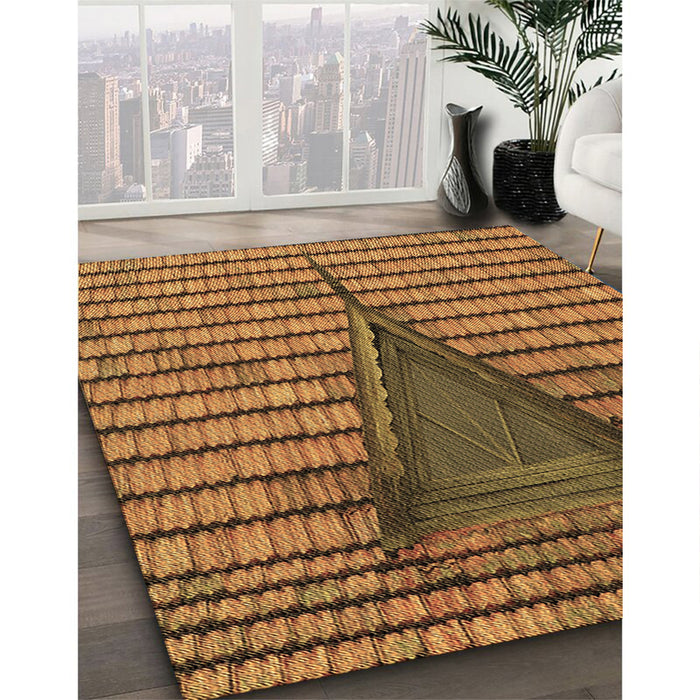 Patterned Saddle Brown Rug in Family Room, pat234brn