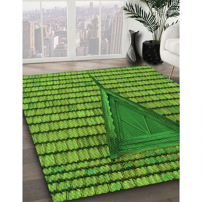 Machine Washable Transitional Green Rug in a Family Room, wshpat234grn