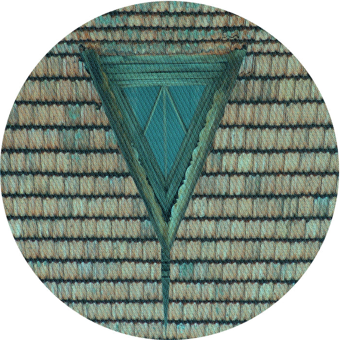 Square Patterned Green Rug, pat234lblu