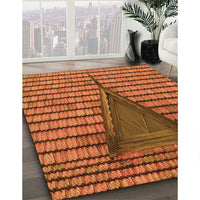 Patterned Neon Orange Rug, pat234org