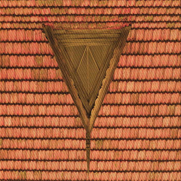 Round Patterned Neon Orange Rug, pat234org