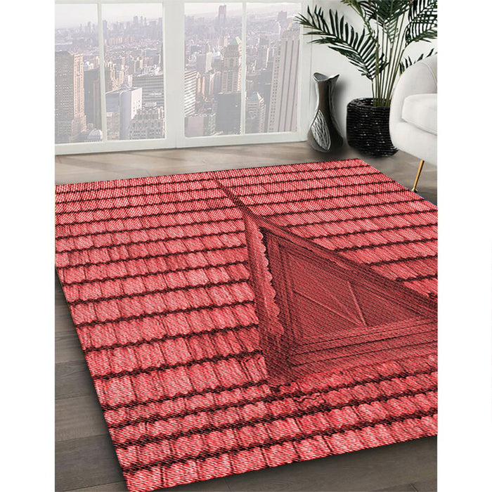 Machine Washable Transitional Red Rug in a Family Room, wshpat234rd