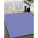 Patterned Denim Blue Rug in Family Room, pat2340blu