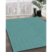 Patterned Turquoise Green Rug in Family Room, pat2340lblu