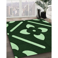 Patterned Black Rug, pat2342grn