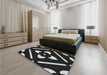 Patterned Black Rug in a Bedroom, pat2342gry