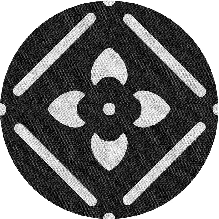 Square Patterned Black Rug, pat2342gry