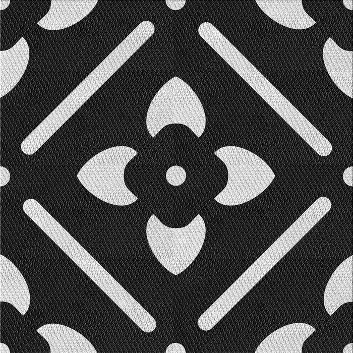 Round Patterned Black Rug, pat2342gry