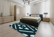 Patterned Black Rug in a Bedroom, pat2342lblu