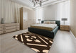 Patterned Black Brown Rug in a Bedroom, pat2342org