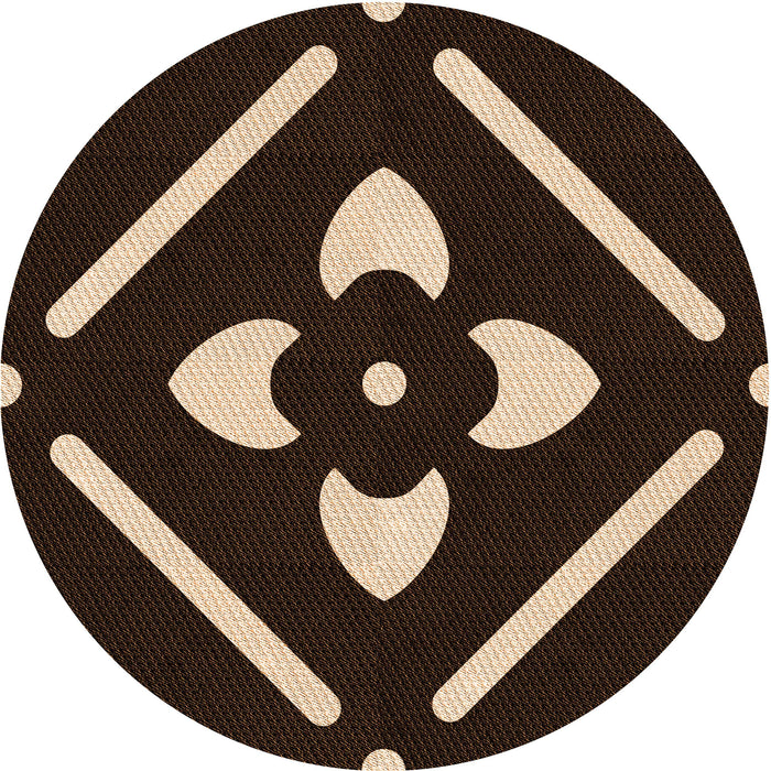 Square Patterned Black Brown Rug, pat2342org