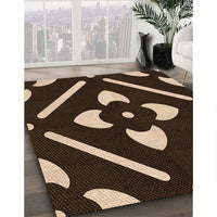 Patterned Black Brown Rug, pat2342org