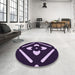 Round Patterned Lilac Purple Rug in a Office, pat2342pur