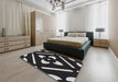 Patterned Black Novelty Rug in a Bedroom, pat2342