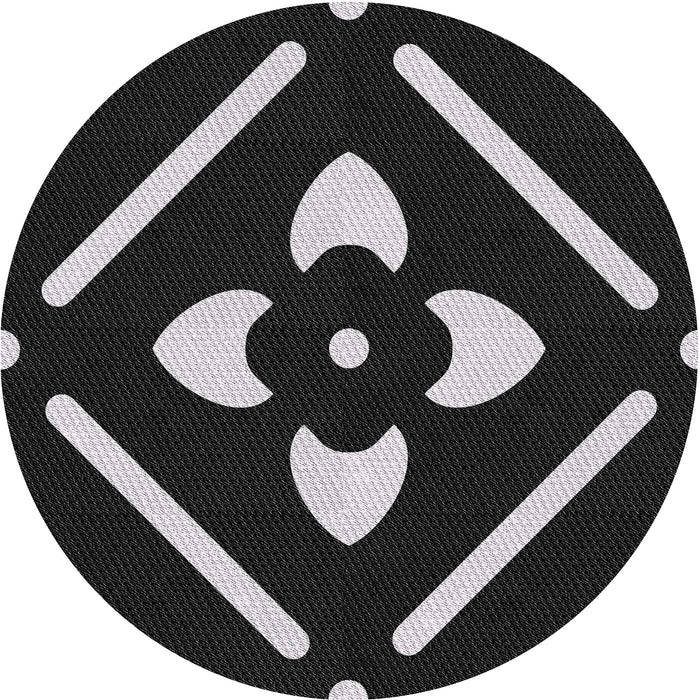 Square Machine Washable Transitional Black Rug, wshpat2342