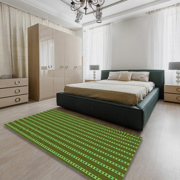 Patterned Milk Chocolate Brown Rug in a Bedroom, pat2344grn