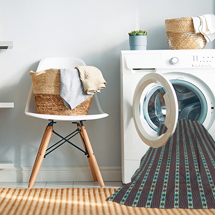 Machine Washable Transitional Dark Brown Rug in a Washing Machine, wshpat2344lblu