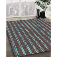 Patterned Dark Brown Rug, pat2344lblu