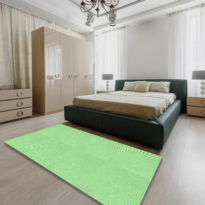 Patterned Green Rug in a Bedroom, pat2347grn