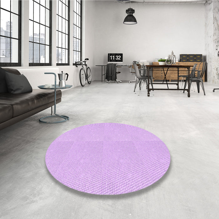 Round Patterned Violet Purple Rug in a Office, pat2347pur