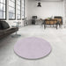 Round Machine Washable Transitional Pink Rug in a Office, wshpat2347