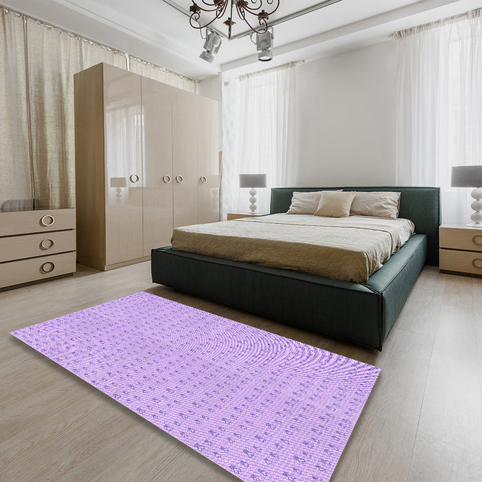 Round Machine Washable Transitional Purple Rug in a Office, wshpat2348pur
