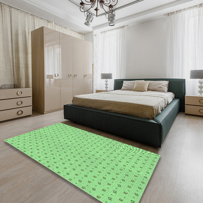 Patterned Jade Green Rug in a Bedroom, pat2349grn