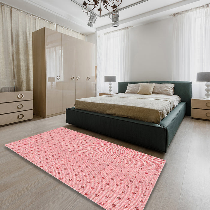 Patterned Baby Pink Rug in a Bedroom, pat2349rd