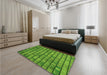Patterned Green Rug in a Bedroom, pat235grn